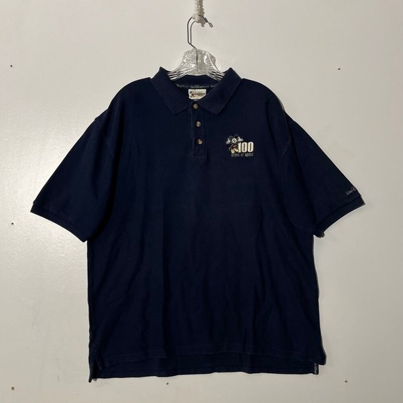Disney Other - Vintage Walt Disney 100 Years Of Magic Navy Blue Short Sleeve Polo Shirt Mens L
